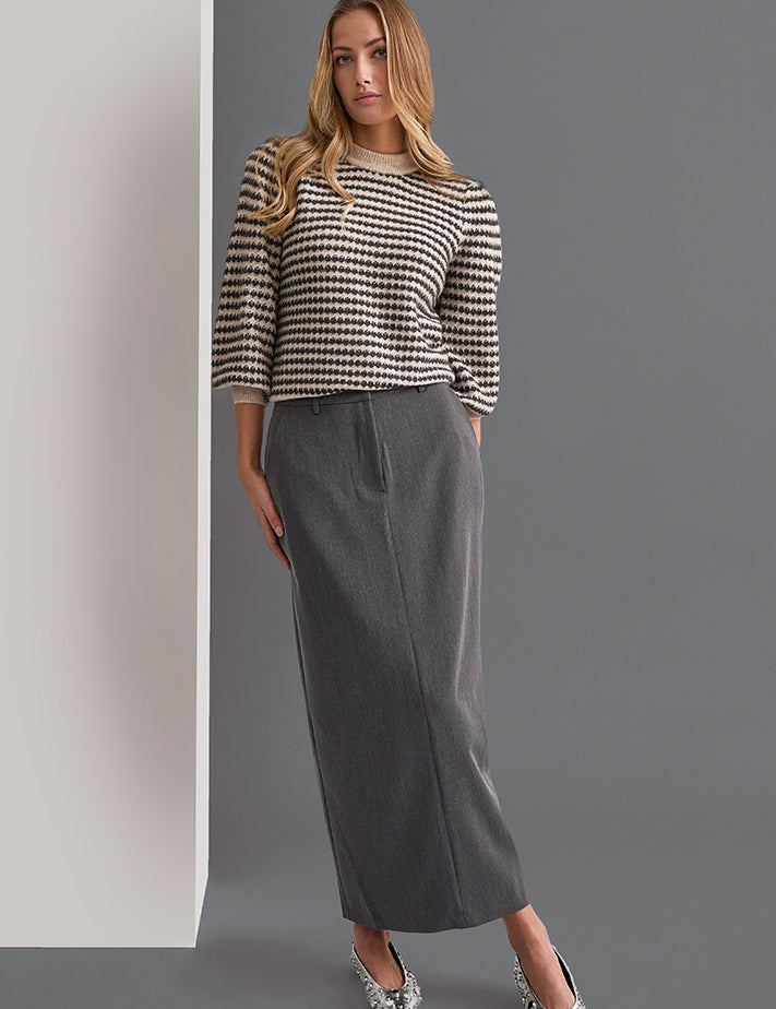 Peppercorn PCBrenda Tailored Skirt Skirt 127M Dark Grey Melange
