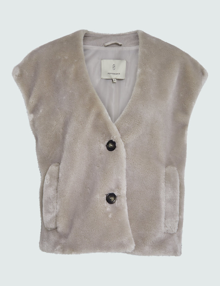 Peppercorn PCCarmina Teddy Vest Vest 2206 Fog Sand