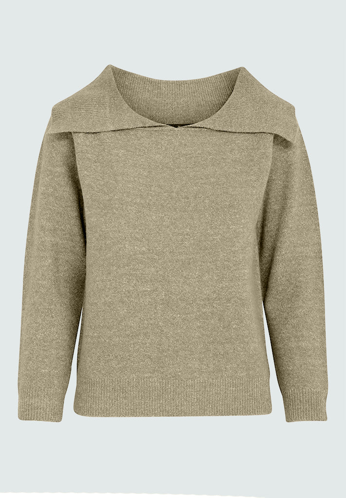 Peppercorn PCCasey Off Shoulder Knit Pullover Pullover 0178M Winter Twig Sand Melange