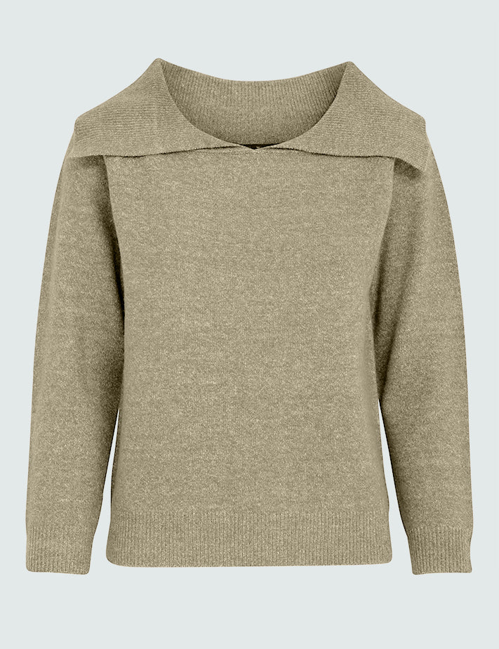 Peppercorn PCCasey Off Shoulder Knit Pullover Pullover 0178M Winter Twig Sand Melange