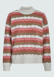 Peppercorn PCCoco Mock Neck Knit Pullover Pullover 2206S Fog Sand Stripe