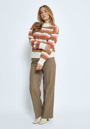Peppercorn PCCoco Mock Neck Knit Pullover Pullover 2206S Fog Sand Stripe