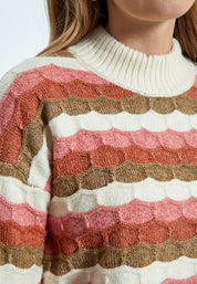 Peppercorn PCCoco Mock Neck Knit Pullover Pullover 2206S Fog Sand Stripe