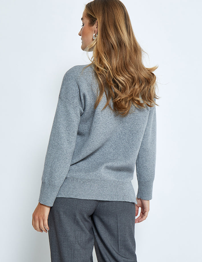 Peppercorn PCDeb High Neck Knit Pullover Pullover 113M Grey Melange