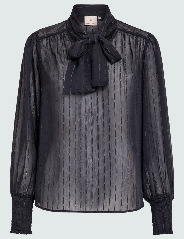 Peppercorn PCDebora Bow Blouse Blouse 9000 Black