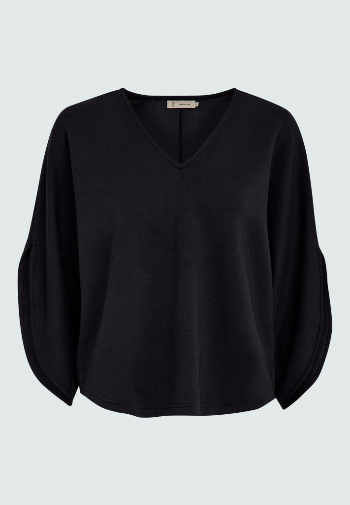 Peppercorn PCDicette V-Neck 3/4 Sleeve Arm Blouse 9000 Black