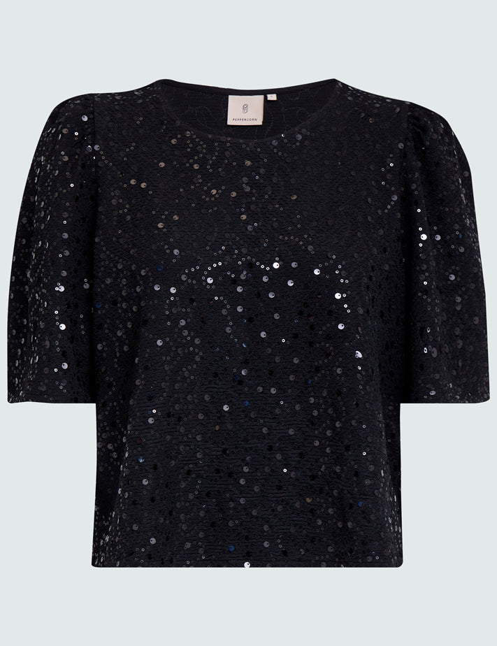 Peppercorn PCDorey Sequin Top Top 9000 Black