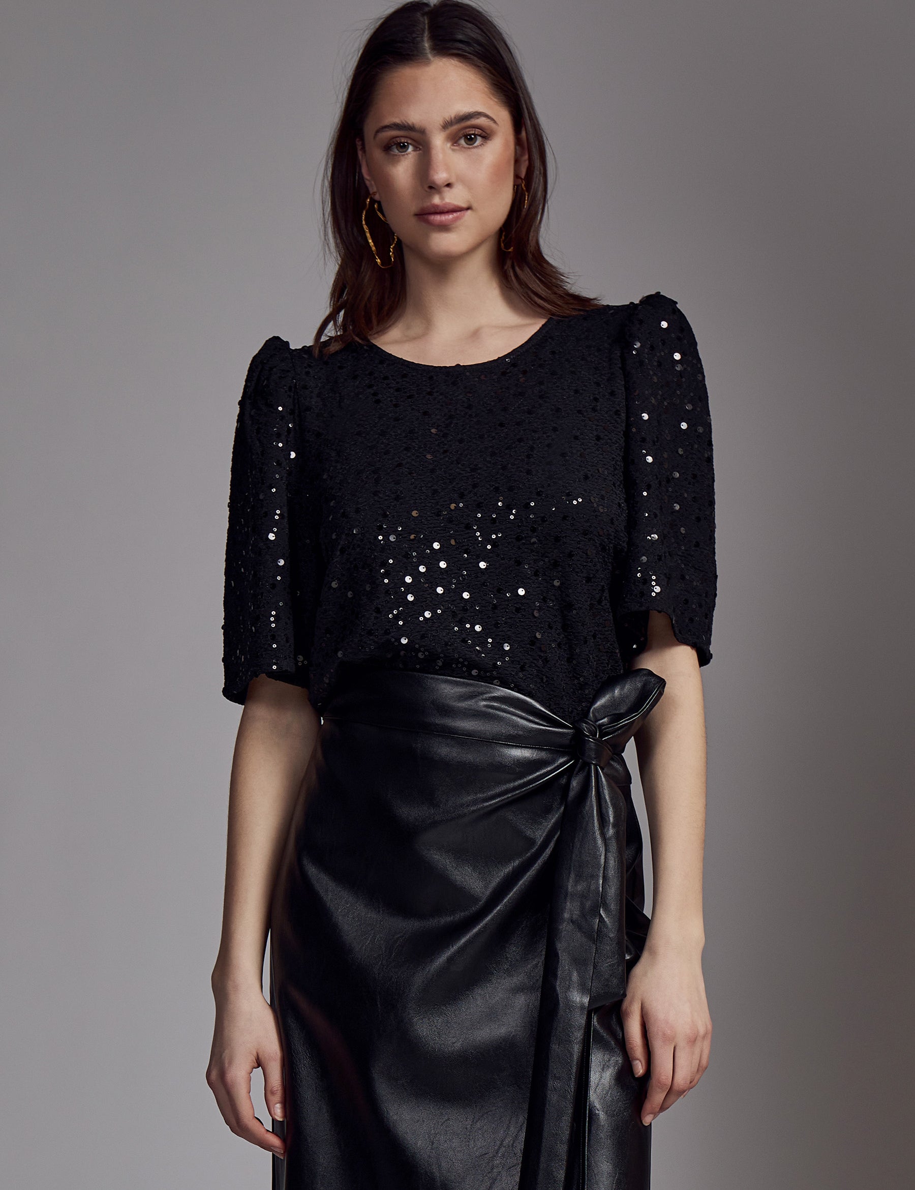 Peppercorn PCDorey Sequin Top Top 9000 Black