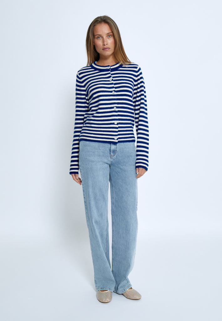Peppercorn PCFabienne Short Cardigan Cardigans 1380S Navy Peony Stripe