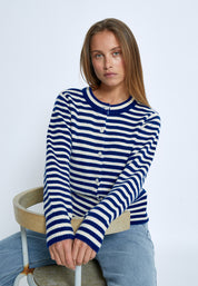 Peppercorn PCFabienne Short Cardigan Cardigans 1380S Navy Peony Stripe