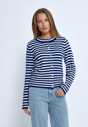 Peppercorn PCFabienne Short Cardigan Cardigans 1380S Navy Peony Stripe