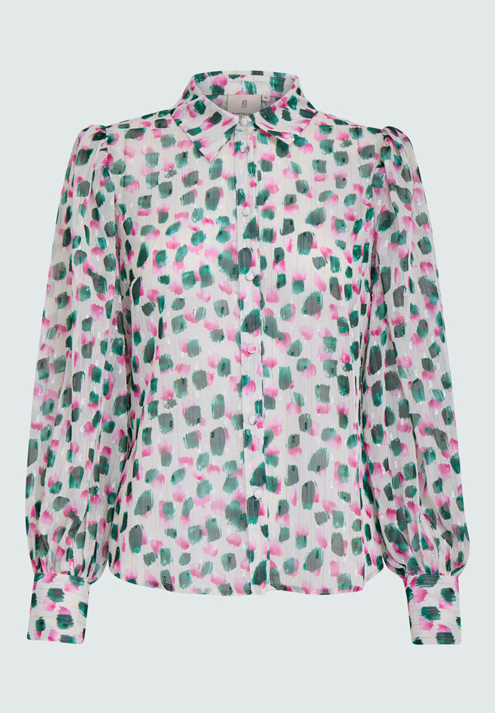 Peppercorn PCFatima Wide Sleeve Shirt Shirt 2213P Silver Birch Print