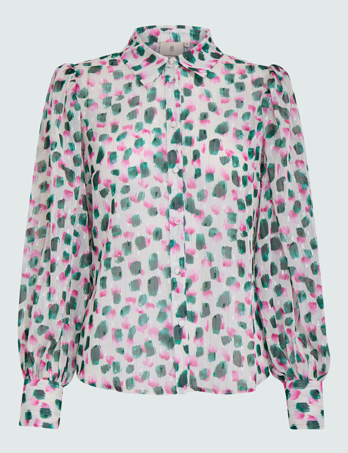 Peppercorn PCFatima Wide Sleeve Shirt Shirt 2213P Silver Birch Print