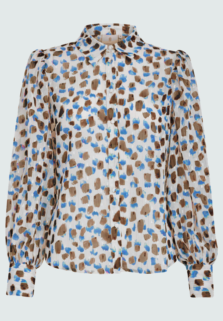 Peppercorn PCFatima Wide Sleeve Shirt Shirt 520 Allure Blue Print