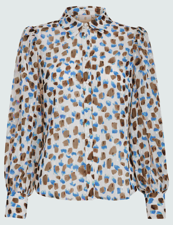 Peppercorn PCFatima Wide Sleeve Shirt Shirt 520 Allure Blue Print