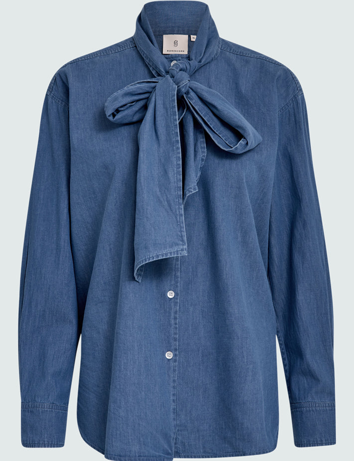 Peppercorn PCFernanda Bow Shirt Shirt 004 Mid-blue Denim