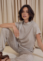 Peppercorn PCGabriella Pant Pant 0202P Whitecap Cream Print