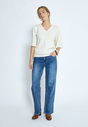 Peppercorn PCGlenda Short Sleeve Knit Pullover 0011 Gardenia