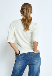 Peppercorn PCGlenda Short Sleeve Knit Pullover 0011 Gardenia