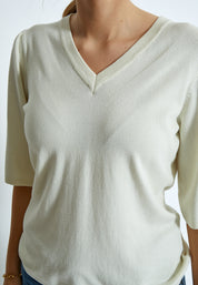 Peppercorn PCGlenda Short Sleeve Knit Pullover 0011 Gardenia