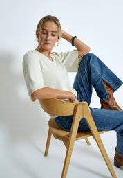 Peppercorn PCGlenda Short Sleeve Knit Pullover 0011 Gardenia