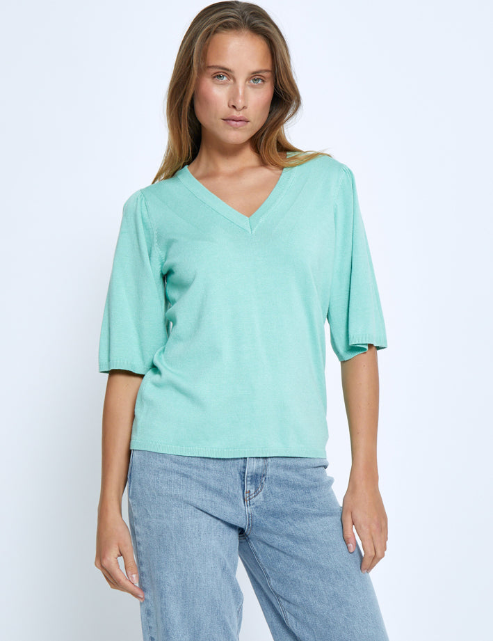 Peppercorn PCGlenda Short Sleeve Knit Pullover 3006 Lichen Mint