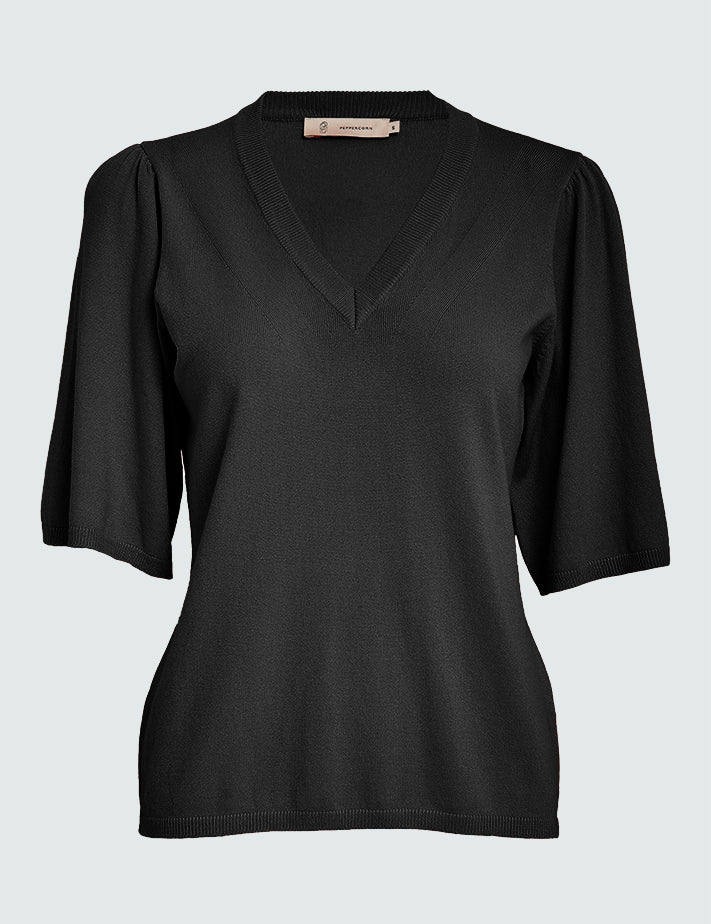 Peppercorn PCGlenda Short Sleeve Knit Pullover 9000 Black