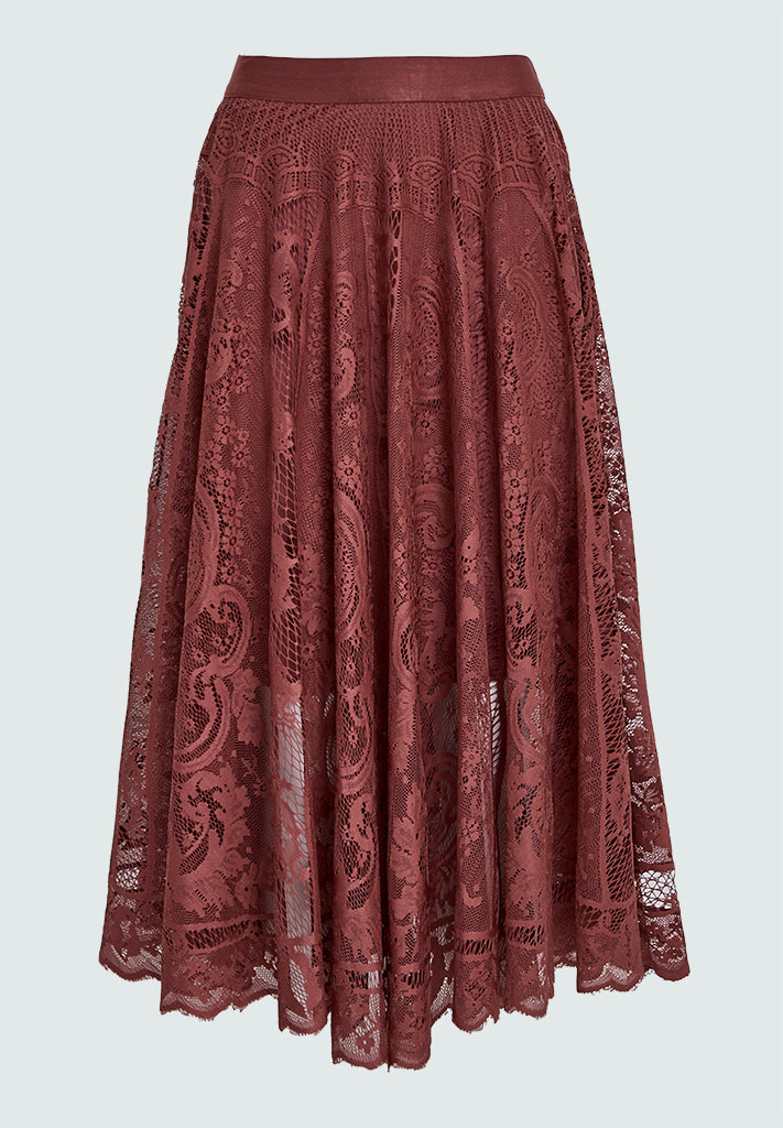 Peppercorn PCGreta Lace Skirt Skirt 5076 Apple Butter Brown