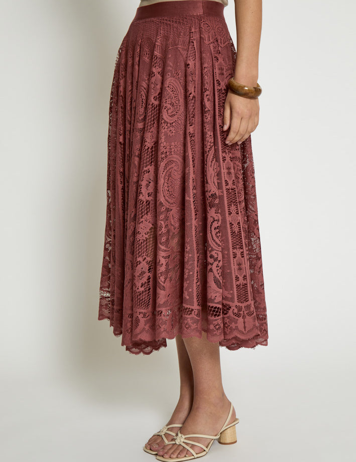 Peppercorn PCGreta Lace Skirt Skirt 5076 Apple Butter Brown