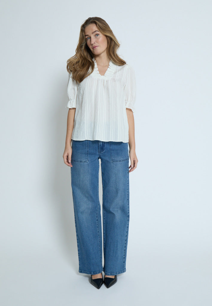 Peppercorn PCGry Short Blouse Blouse 0011 Gardenia