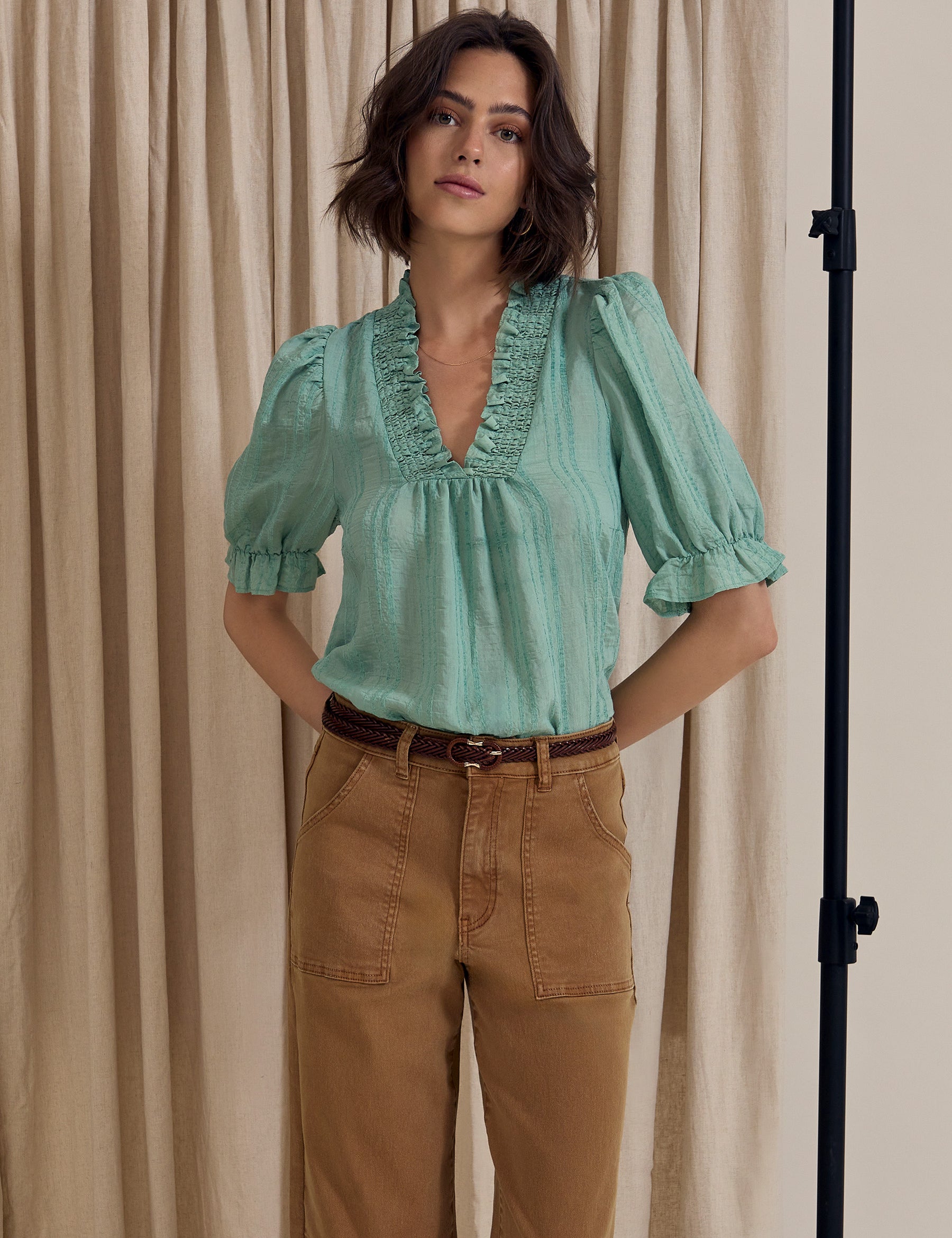 Peppercorn PCGry Short Blouse Blouse 3006 Lichen Mint