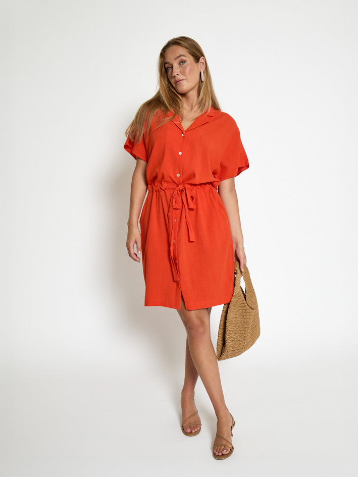 Peppercorn PCHannah Short Dress Dress 4174 Hot Coral