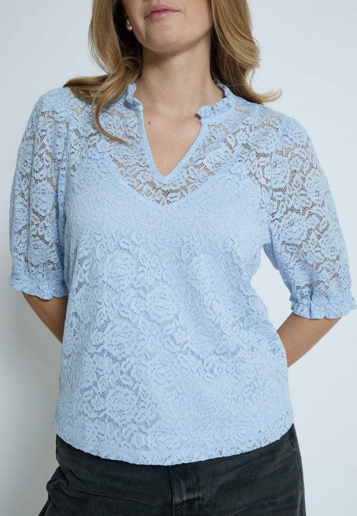 Peppercorn PCKaroline Lace Blouse Blouse 1039 FADED DENIM