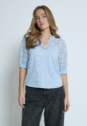 Peppercorn PCKaroline Lace Blouse Blouse 1039 FADED DENIM