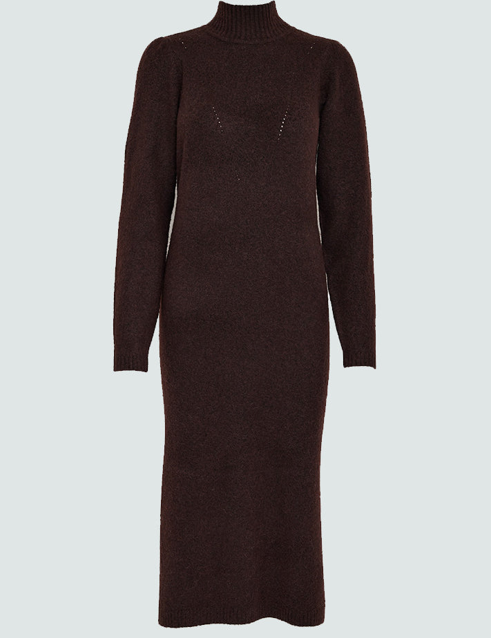 Peppercorn PCPaula Helene Puff Sleeve Knit Dress Dress 5075 Chicory Coffee