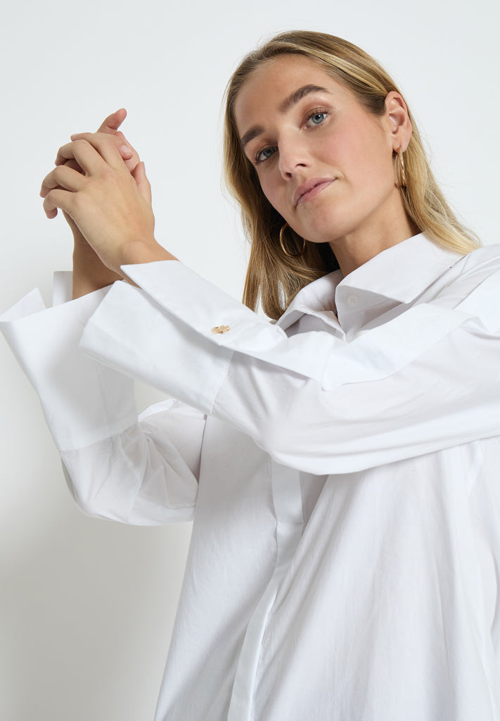 Peppercorn PCPaulette Long Sleeve Pleat Shirt Shirt 0001 White