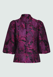 Peppercorn PCPelaya Mock Neck Jacquard Blouse Blouse 7024J Hollyhock Purple Jacquard