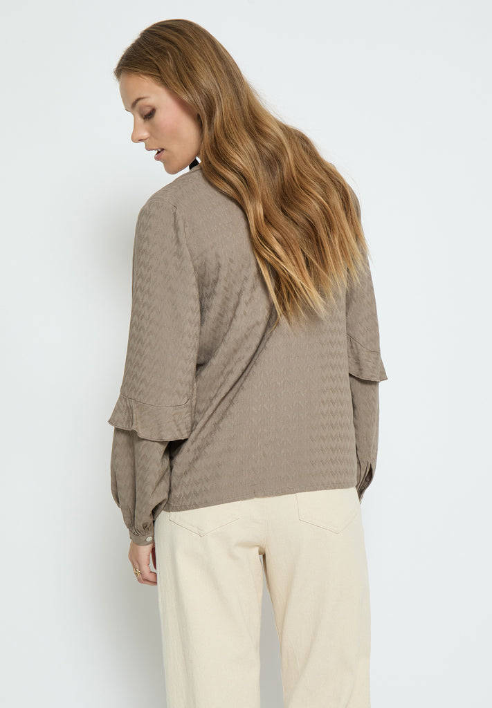 Peppercorn PCPenina V-Neck Long Sleeve Blouse Blouse 1458 Brindle Taupe
