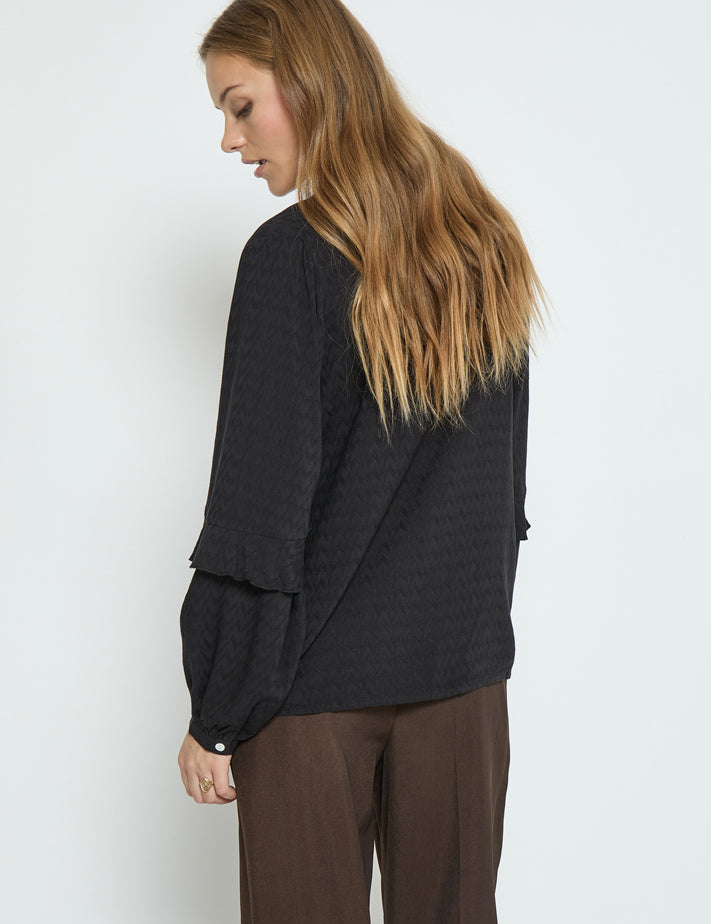 Peppercorn PCPenina V-Neck Long Sleeve Blouse Blouse 9000 Black