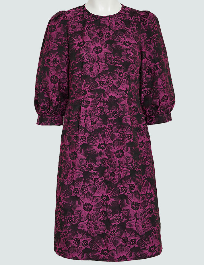 Peppercorn PCPerlana Jacquard Short Dress Dress 7024J Hollyhock Purple Jacquard