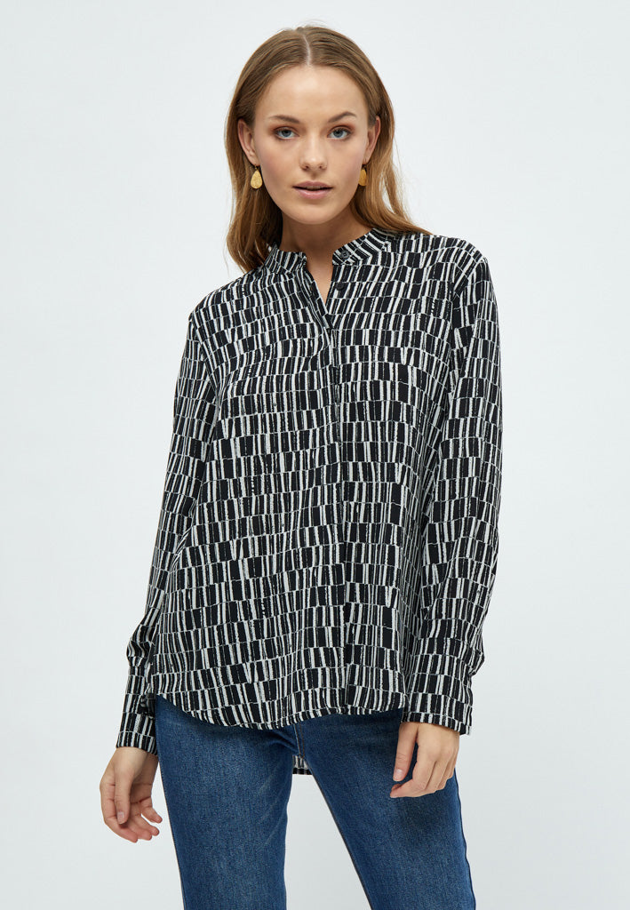 Peppercorn PCPhilippa Long Sleeve Shirt Shirt 2326P Gray Violet Print