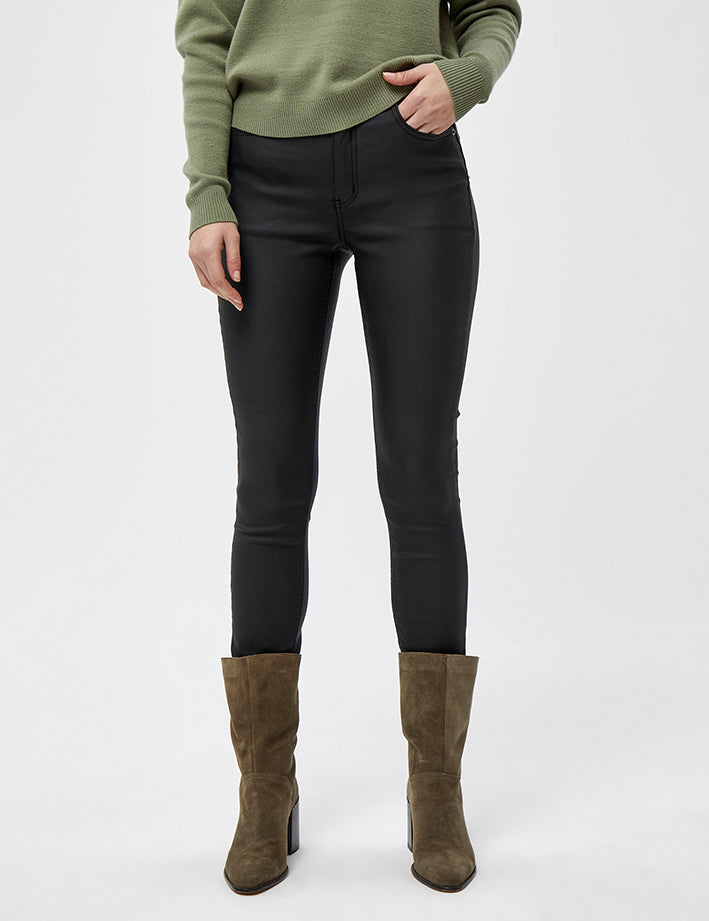 Peppercorn PCSibbir Mid Waisted Slim Coated Pant Pant 100 Black