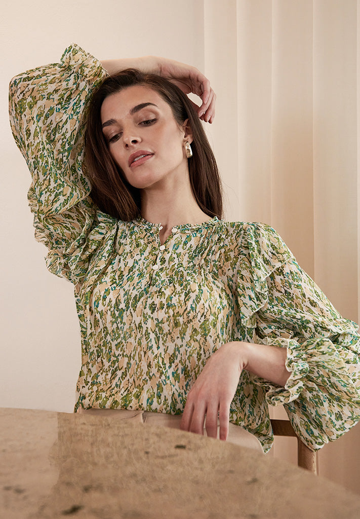 Peppercorn PCSophie Blouse Blouse 3061P Guacamole Green Print