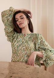 Peppercorn PCSophie Blouse Blouse 3061P Guacamole Green Print