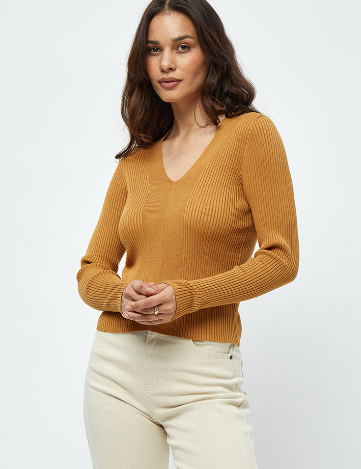 Peppercorn PCTana Rib Pullover Pullover 5019 Bone Brown