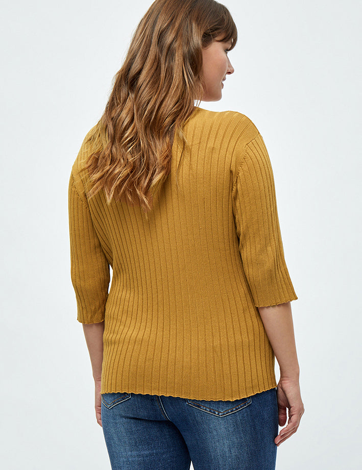 Peppercorn PCTana V Rib Pullover Curve Pullover 5017 Almond Brown
