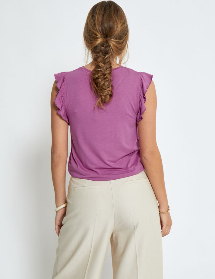 Peppercorn PCTemperence Ruffle Jersey Blouse T-Shirt 7002 Rosebud Pink