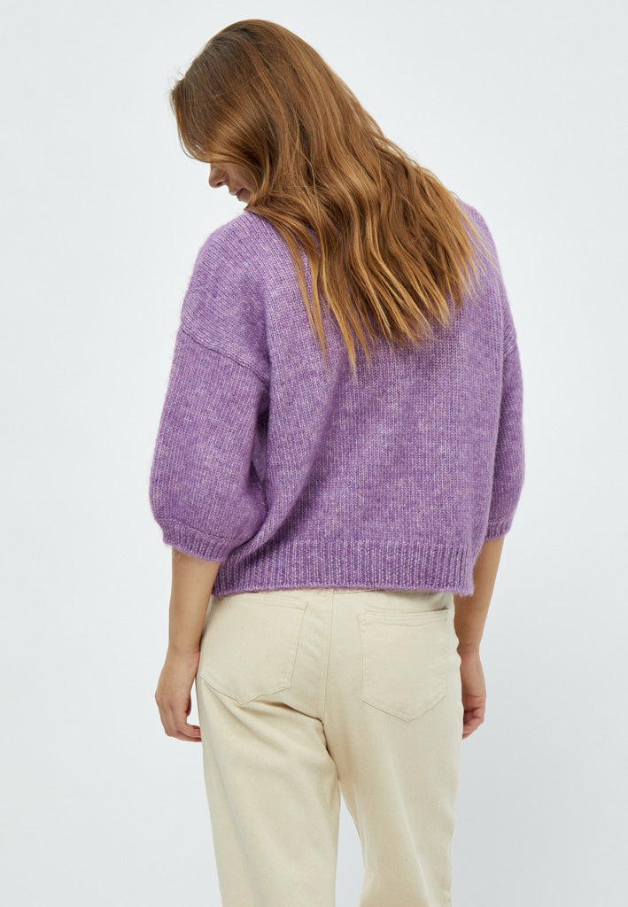 Peppercorn Pat GRS Half Sleeve Knit Pullover Pullover 7024M Hollyhock Purple Melange