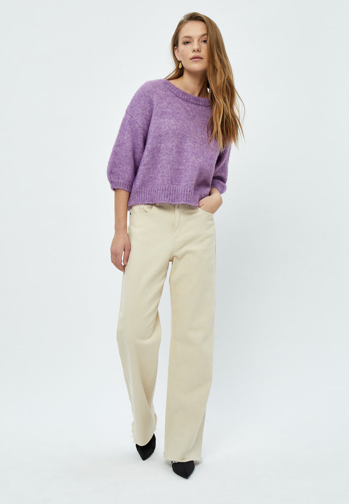 Peppercorn Pat GRS Half Sleeve Knit Pullover Pullover 7024M Hollyhock Purple Melange