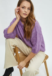 Peppercorn Pat GRS Half Sleeve Knit Pullover Pullover 7024M Hollyhock Purple Melange